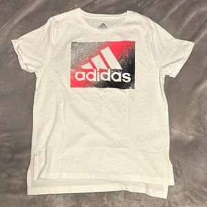 Adidas Kids White Tee with Red and Black Graphic